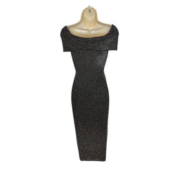 Self Portrait Printed Mesh Rhinestone Midi Dress - Size 0 - Picture 4 of 8